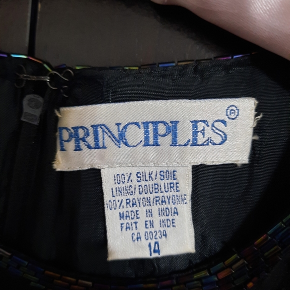 Vintage 90s Principles Black Silk Beaded Cocktail Dress - Picture 10 of 10